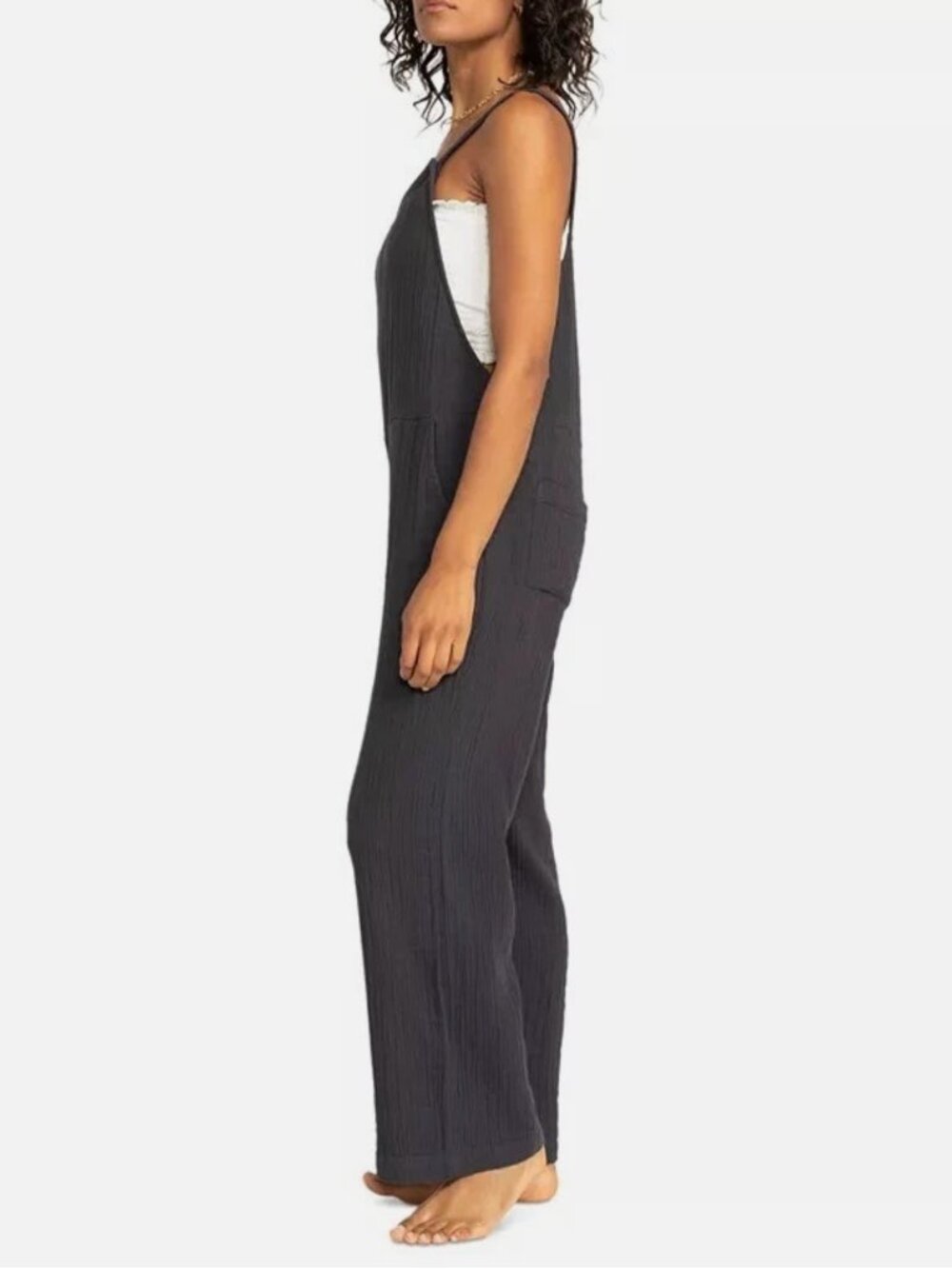 Roxy Organic Cotton Jumpsuit, Beachside Dreaming, Phantom, size Medium - Picture 3 of 15